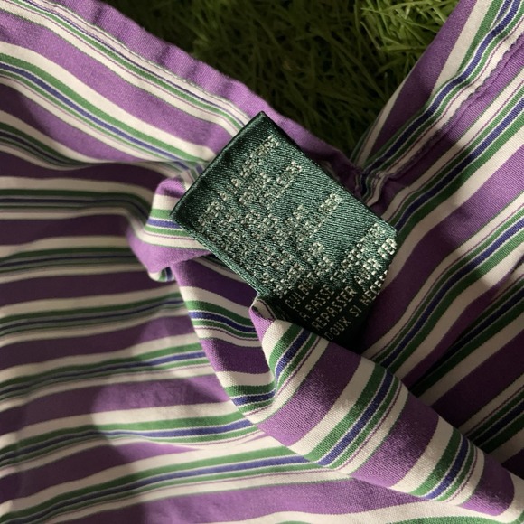 Lauren Ralph Lauren Women's Button Down Shirt 3XL Purple Monogram 3/4 Sleeve - Picture 6 of 12